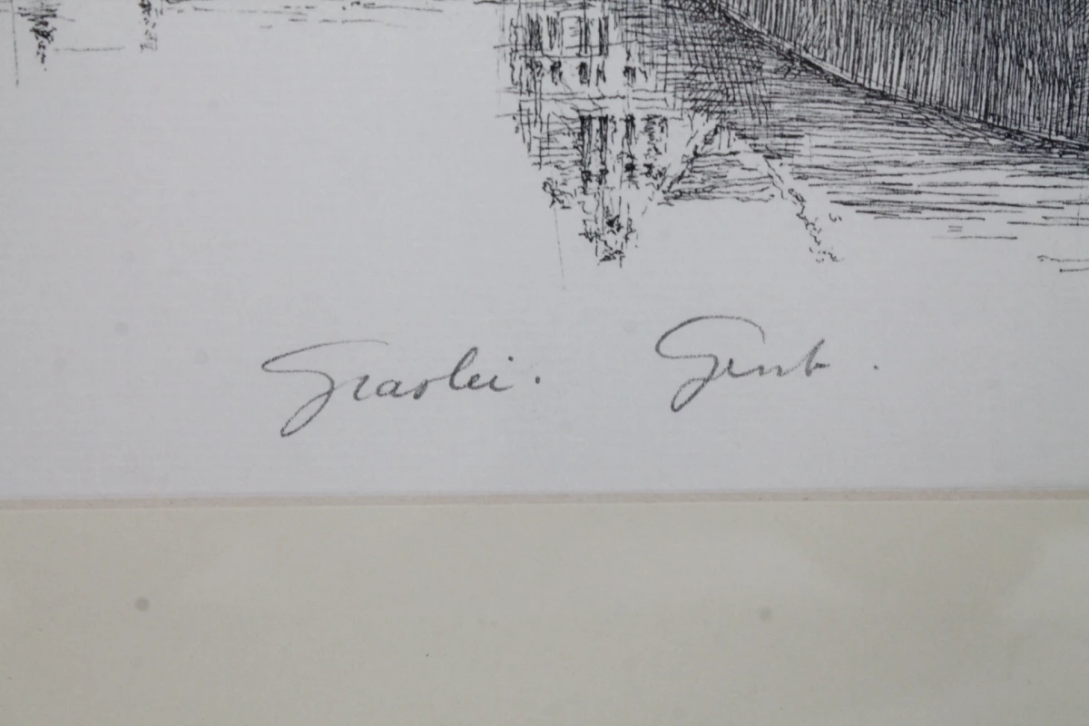 Ingelijste pentekening: Graslei Gent - foto 4