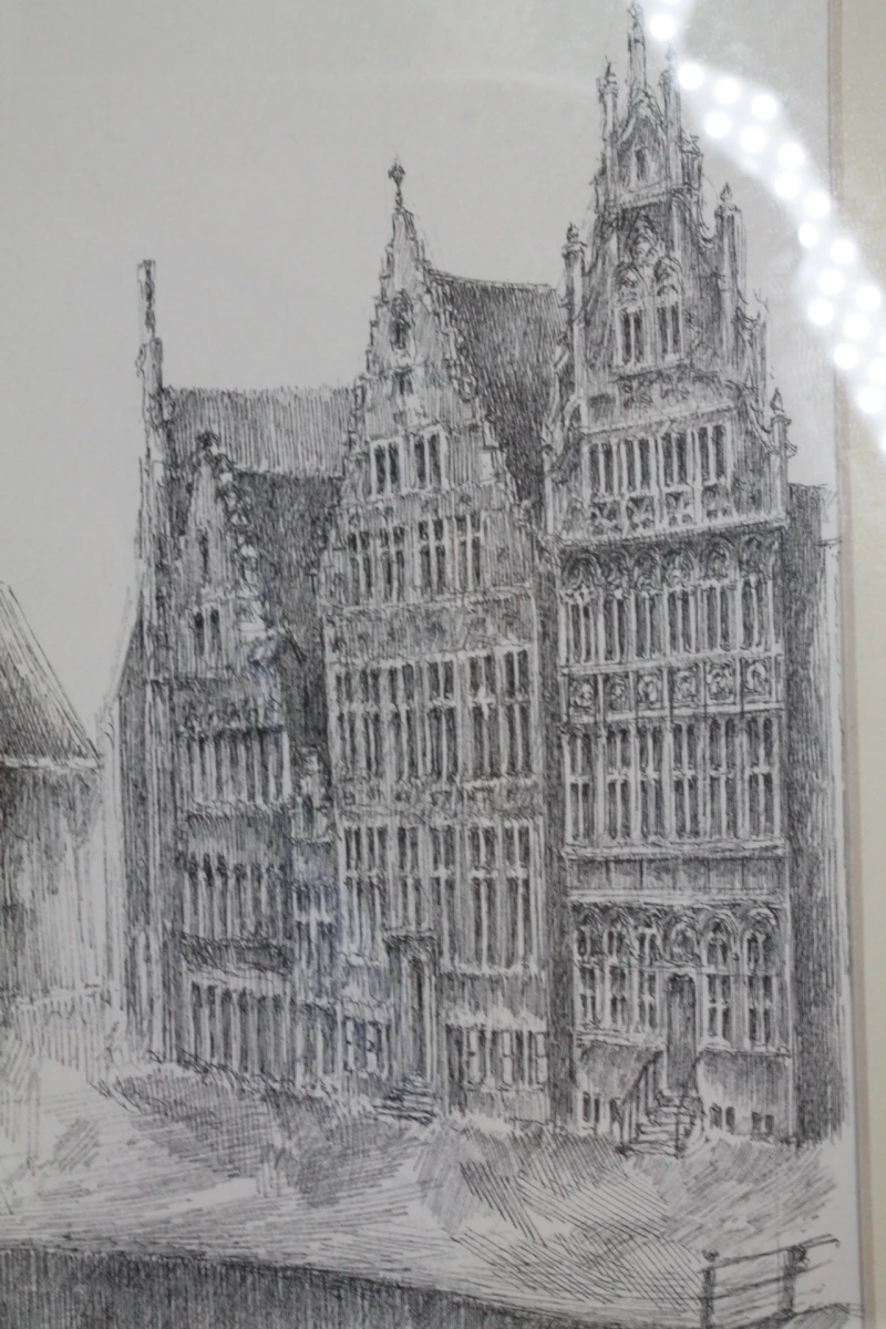 Ingelijste pentekening: Graslei Gent - foto 8