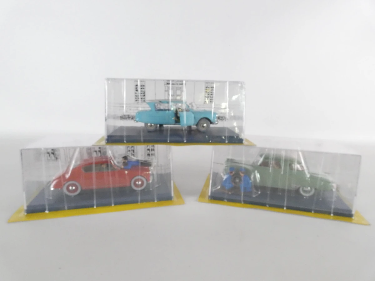 Set van 3 Tintin modelauto's in schaal 1/24 in displaybox(OVP)