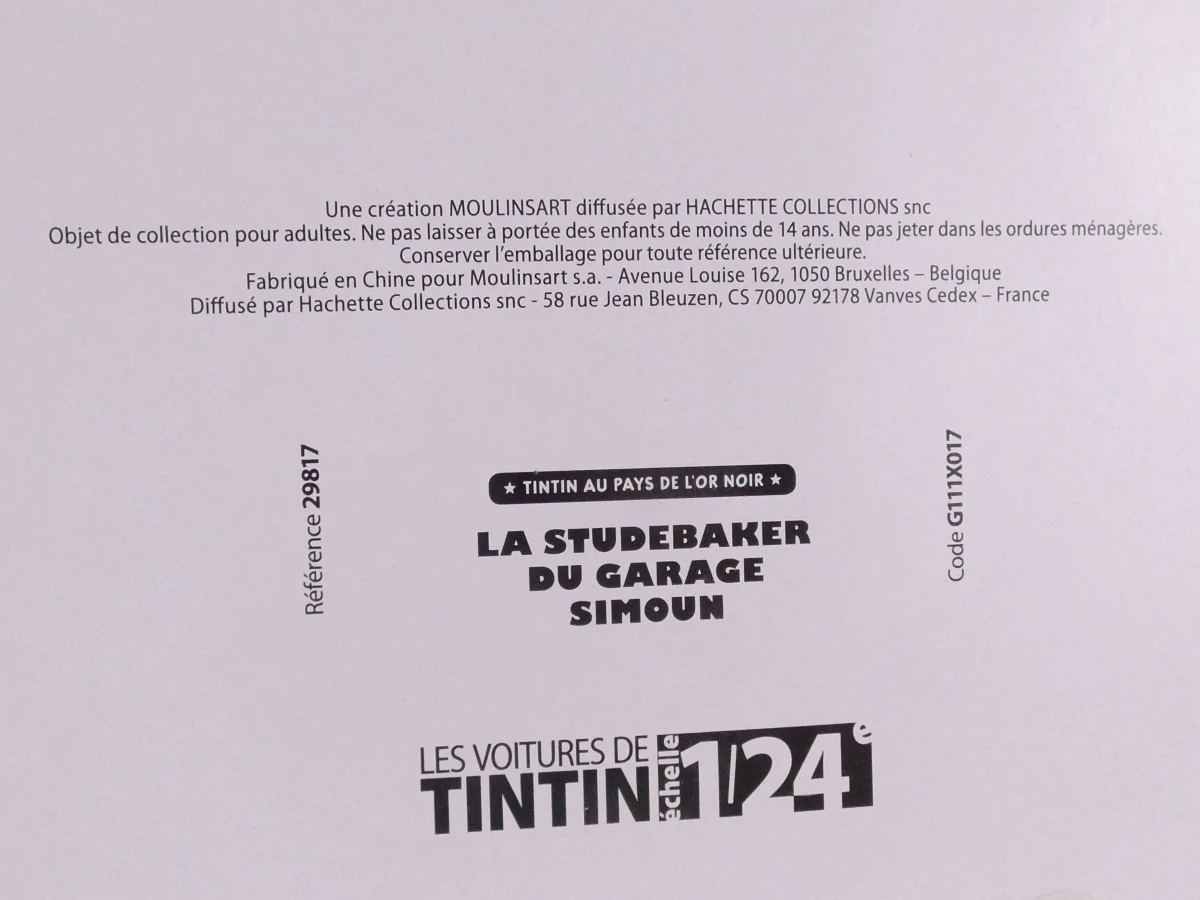 Set van 3 Tintin modelauto's in schaal 1/24 in displaybox(OVP)