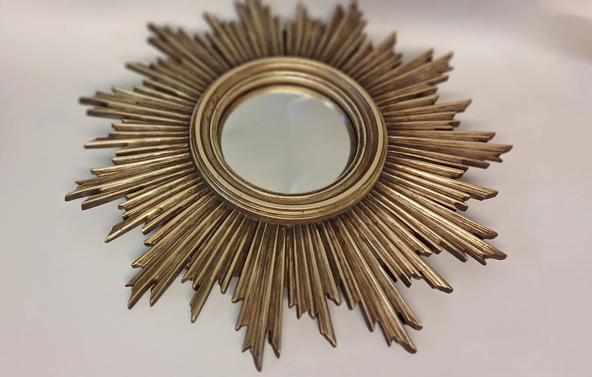 Decoratieve zonnespiegel met gouden lijst - foto 4
