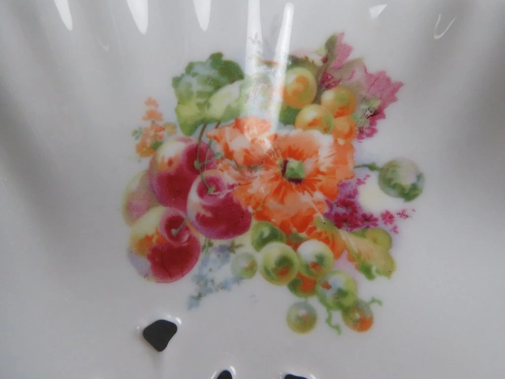 Vintage porseleinen fruitschaal met bloemenmotief - foto 6