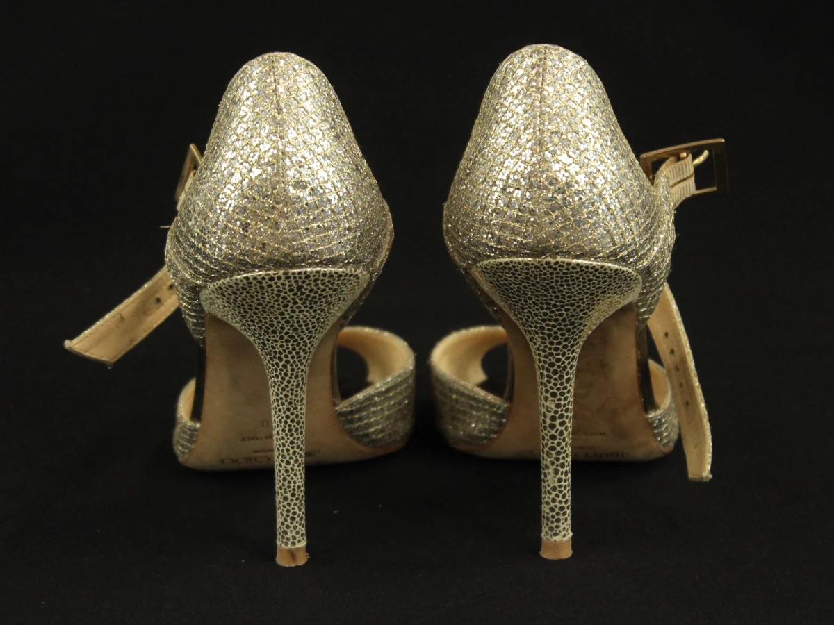Jimmy Choo zilverkleurige glitter pumps in maat 40 - foto 3