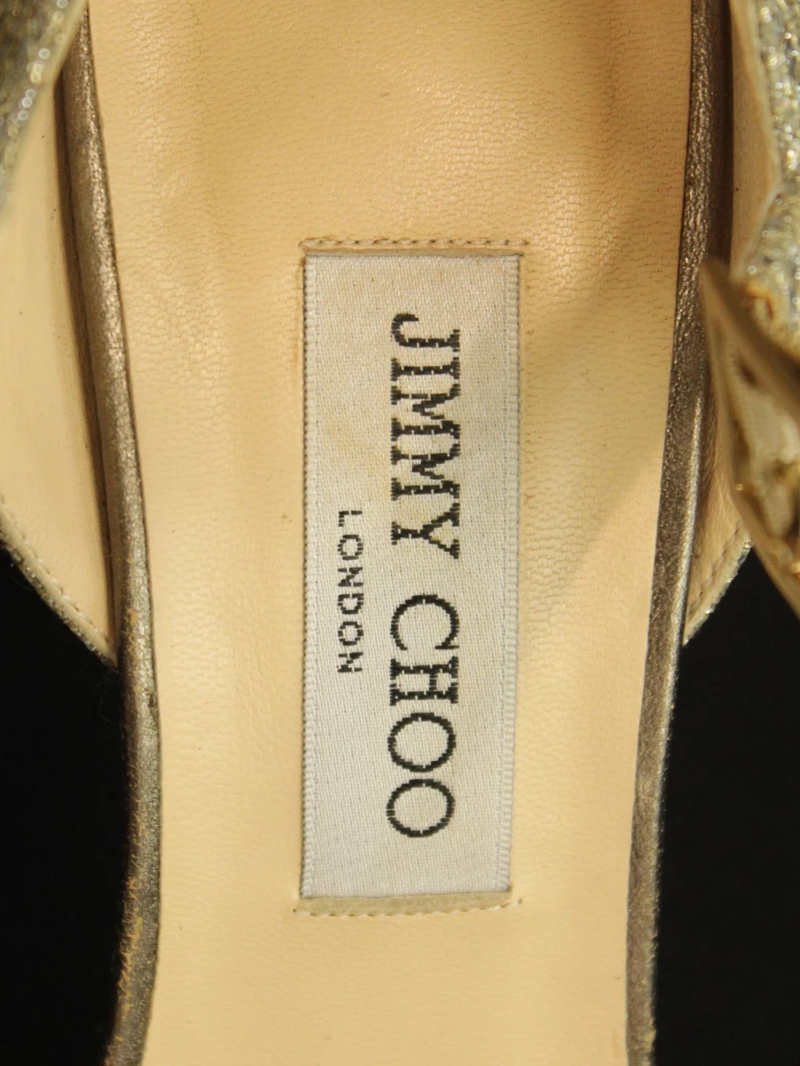 Jimmy Choo zilverkleurige glitter pumps in maat 40 - foto 5