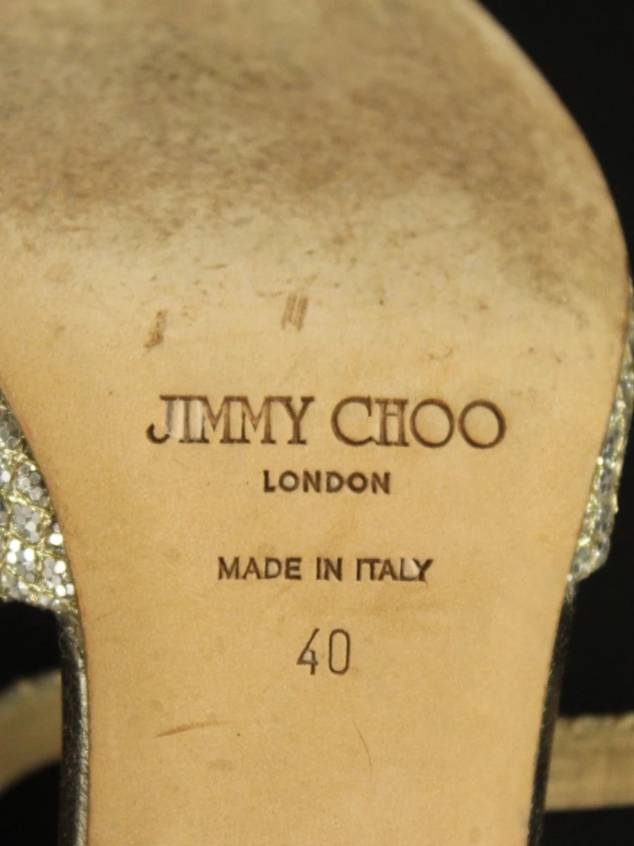 Jimmy Choo zilverkleurige glitter pumps in maat 40 - foto 8