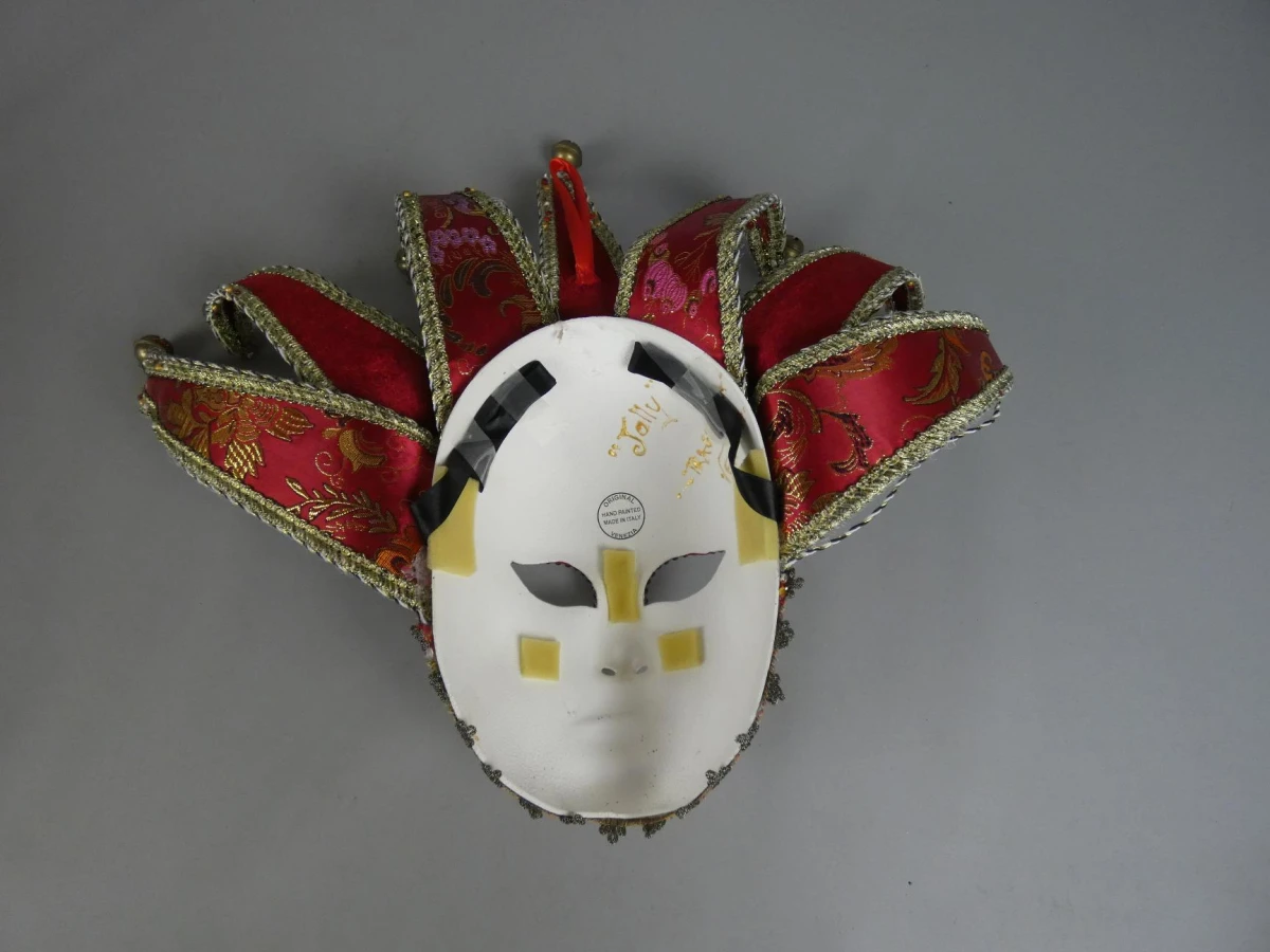 Venetiaans Jolly masker met punten en bellen - foto 2