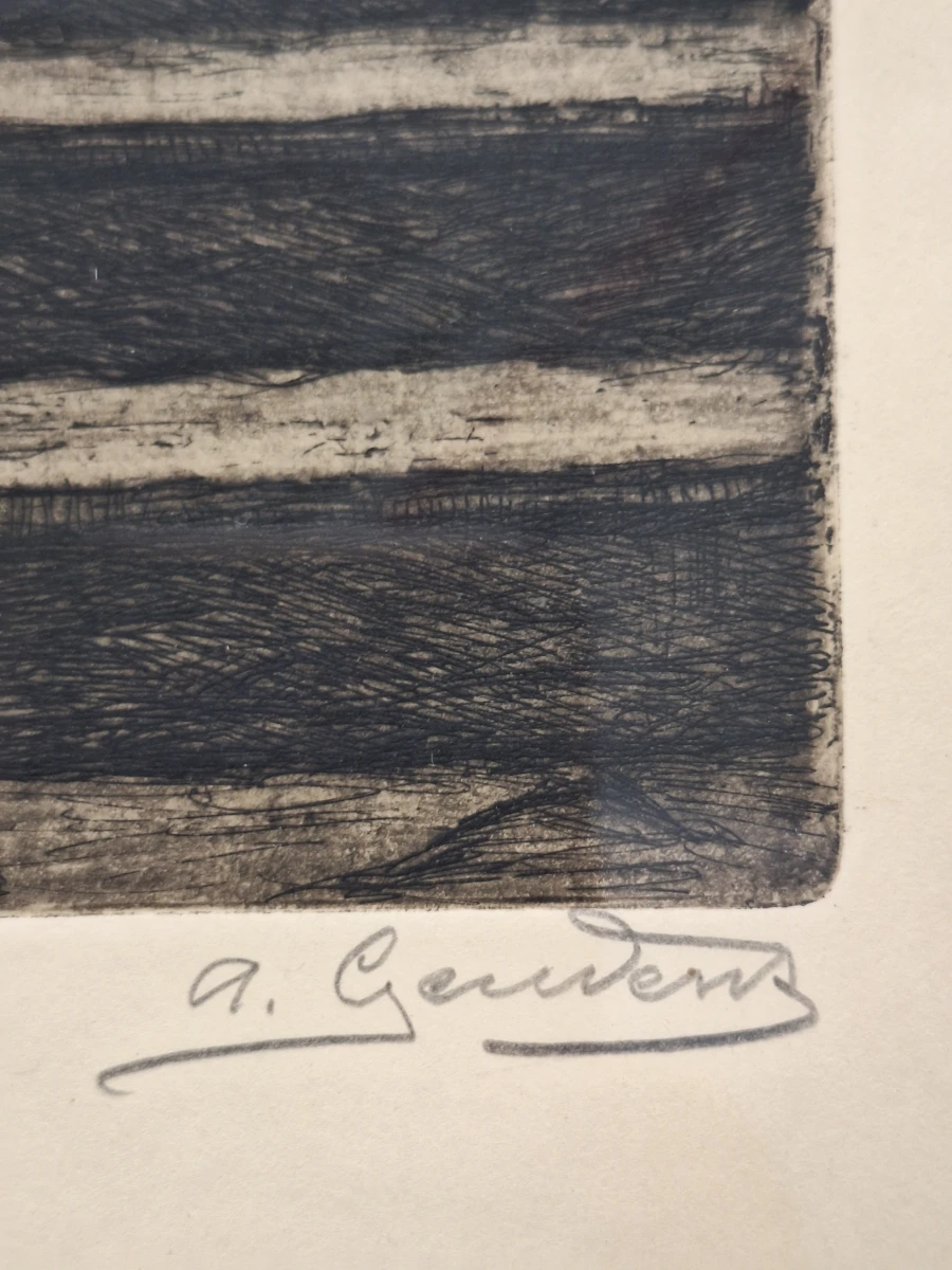 “Dame op trapje” - gesigneerde droge-naaldets - Albert Geudens (1869–1949) - foto 9