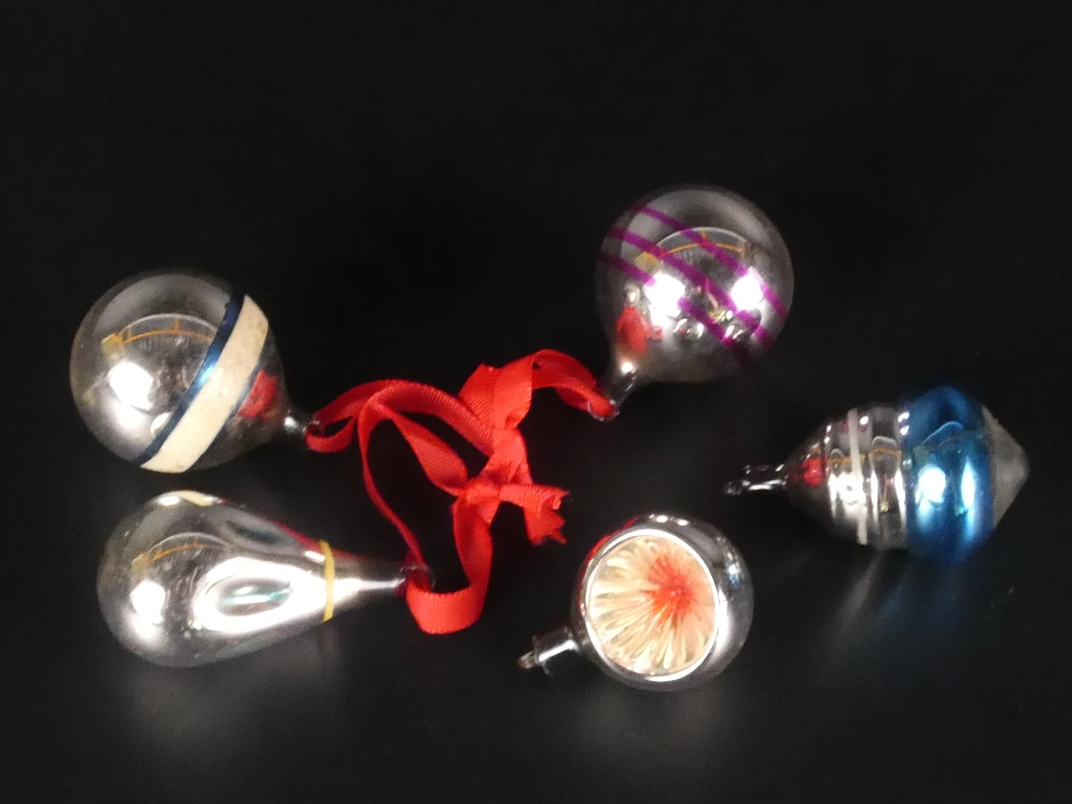 Set van 5 vintage kerstballen, Ajeko - foto 2
