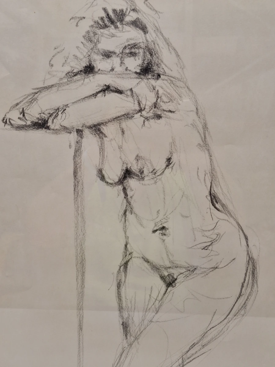 Staand vrouwelijk naakt – expressieve modelstudie - 1995 - M.E. - foto 3