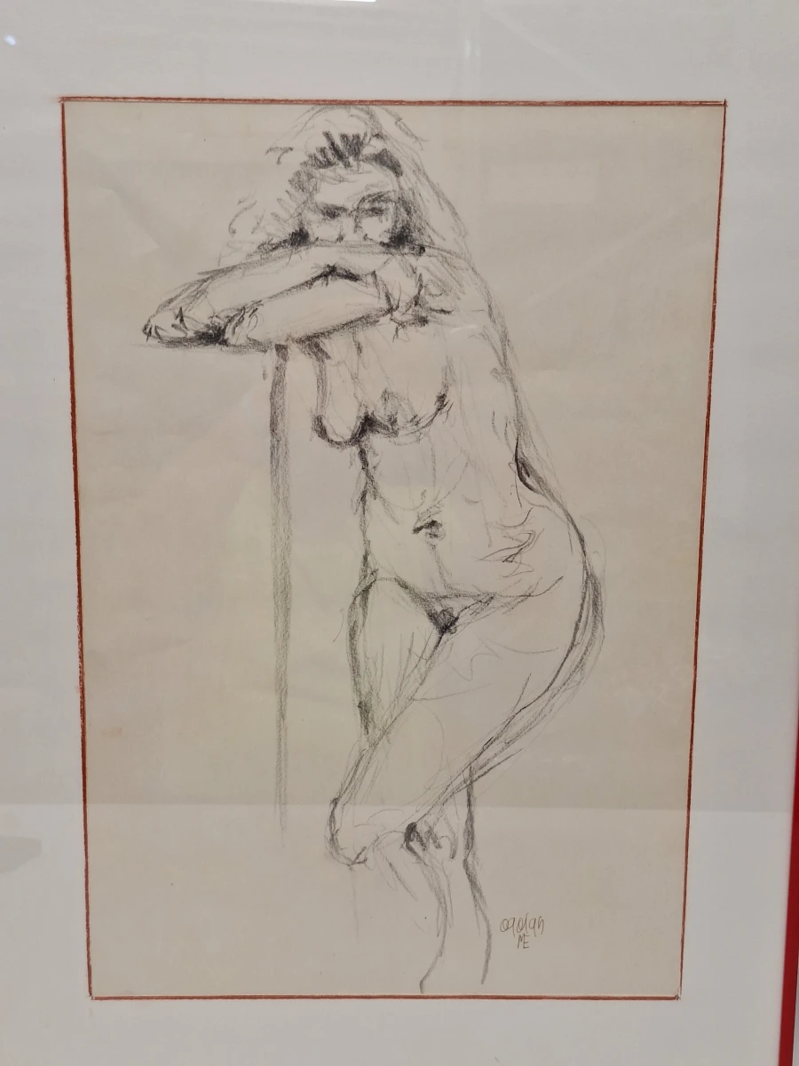 Staand vrouwelijk naakt – expressieve modelstudie - 1995 - M.E. - foto 2
