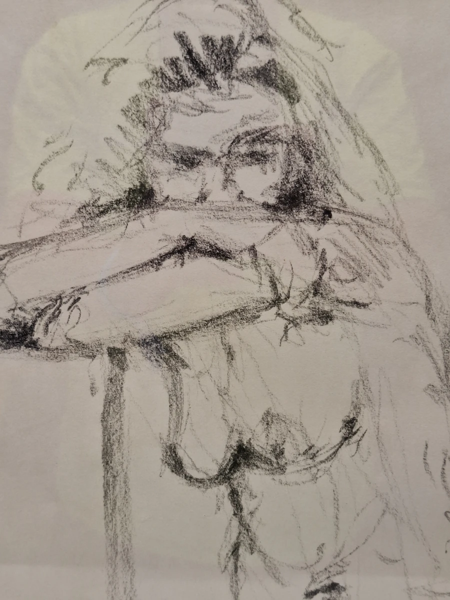 Staand vrouwelijk naakt – expressieve modelstudie - 1995 - M.E. - foto 8