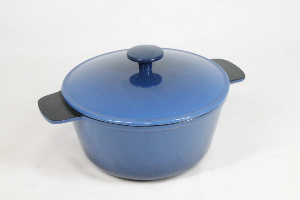 Blauwe gietijzeren stoofpot met deksel - foto 6