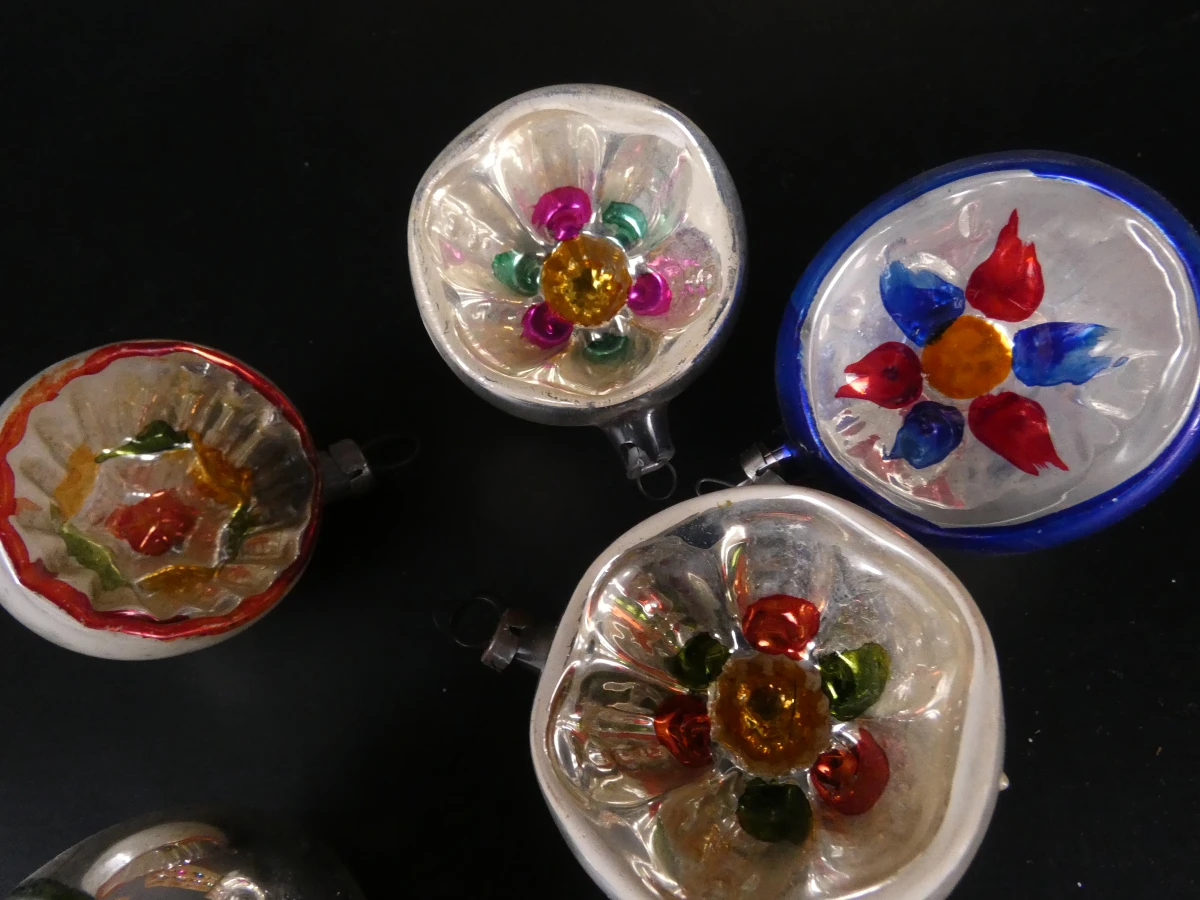 Set vintage glazen kerstornamenten