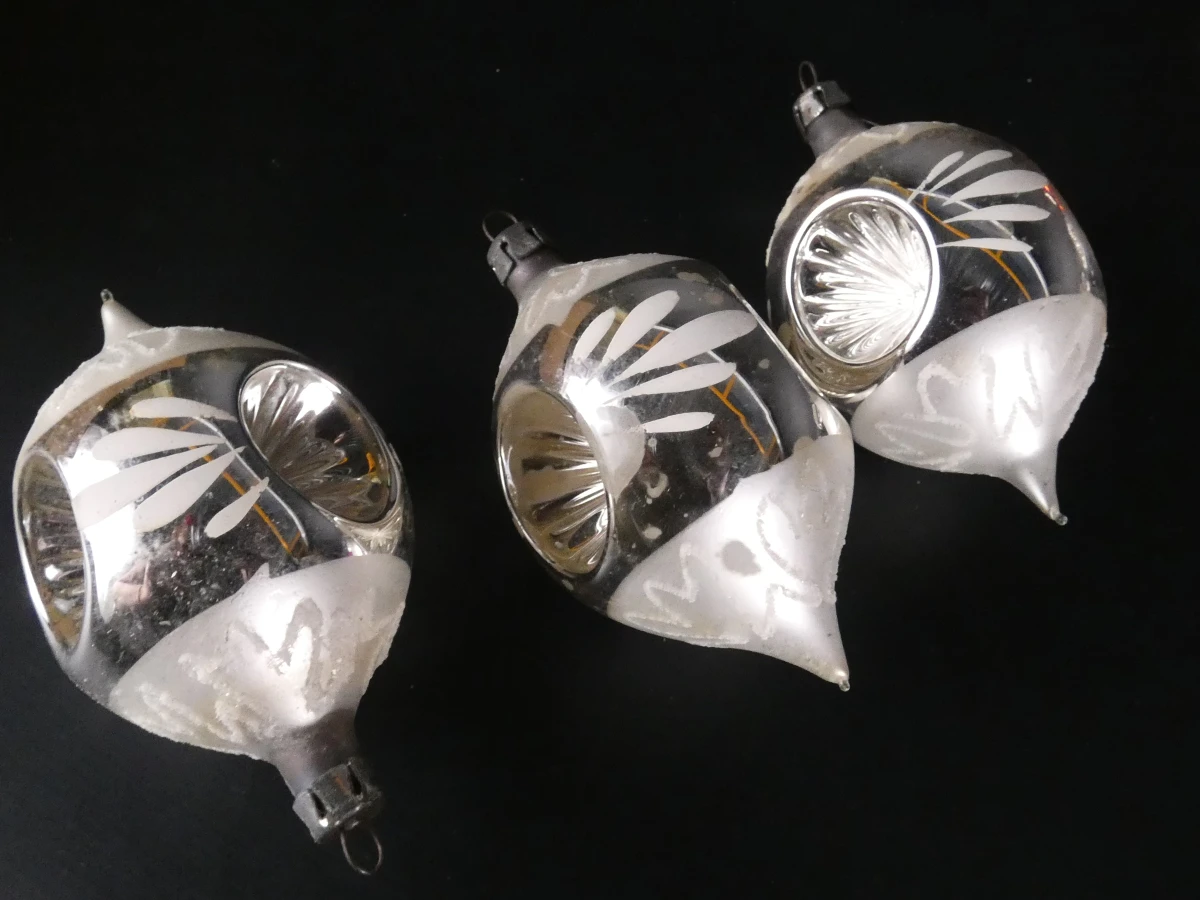 Set vintage glazen kerstornamenten