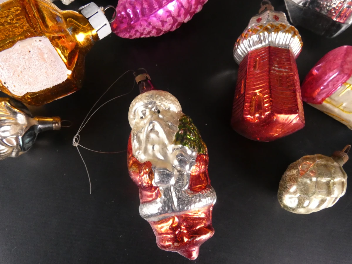 81 vintage kerstballen, pieken en kerstversiering glas - foto 3