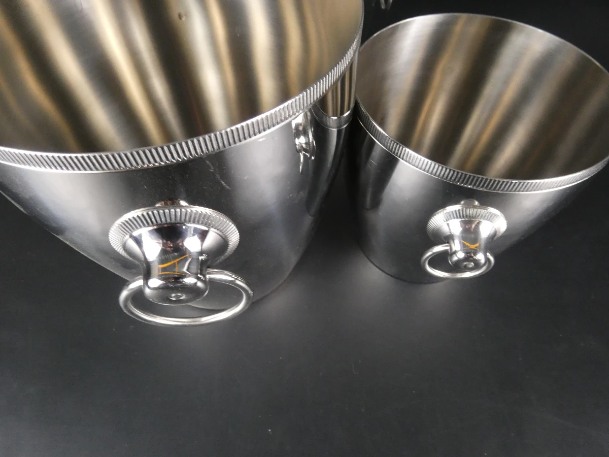 Set van 3 RVS ijsemmers met ijsblokjestang  – Letang Remy, Made in France - foto 7