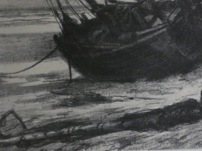 Lithografie "Gestrande Boot" van S. Van den Eynde - foto 4