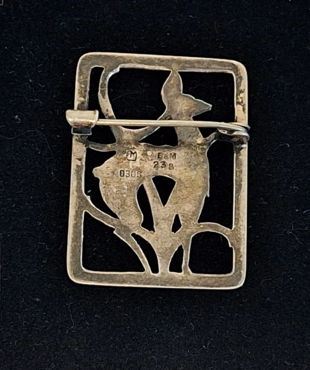 Vintage zilveren broche met hert motief - foto 3