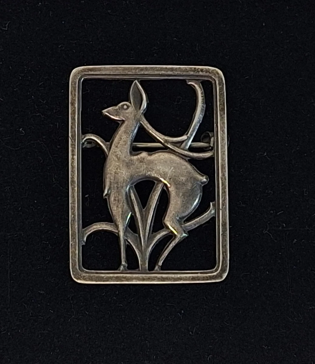 Vintage zilveren broche met hert motief - foto 2