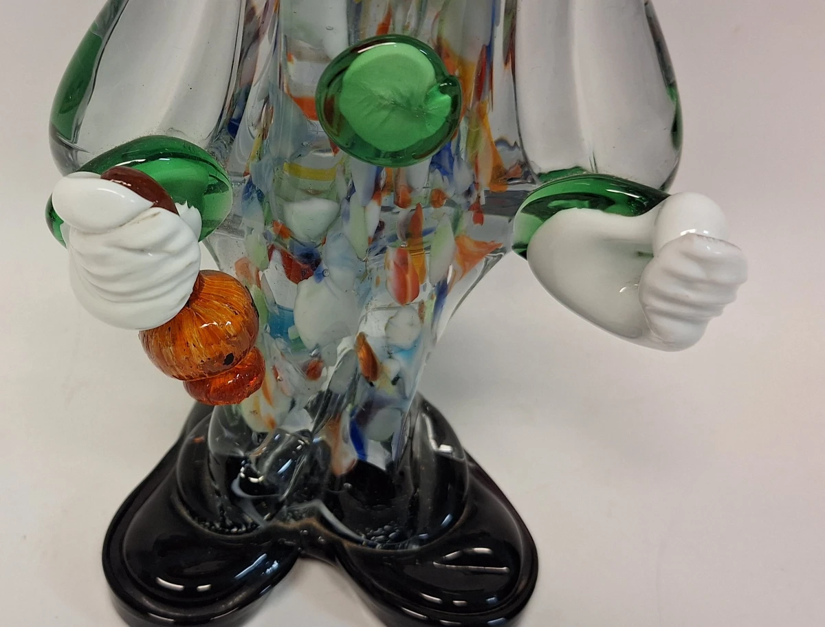Kleurrijke glazen clown beeldje - foto 6