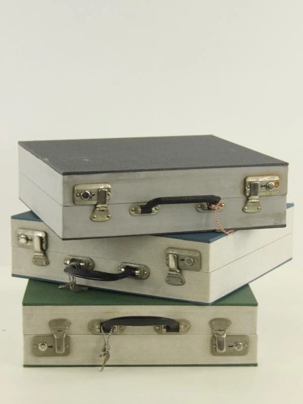 Set van 3 vintage LP koffers met sleutels - foto 2