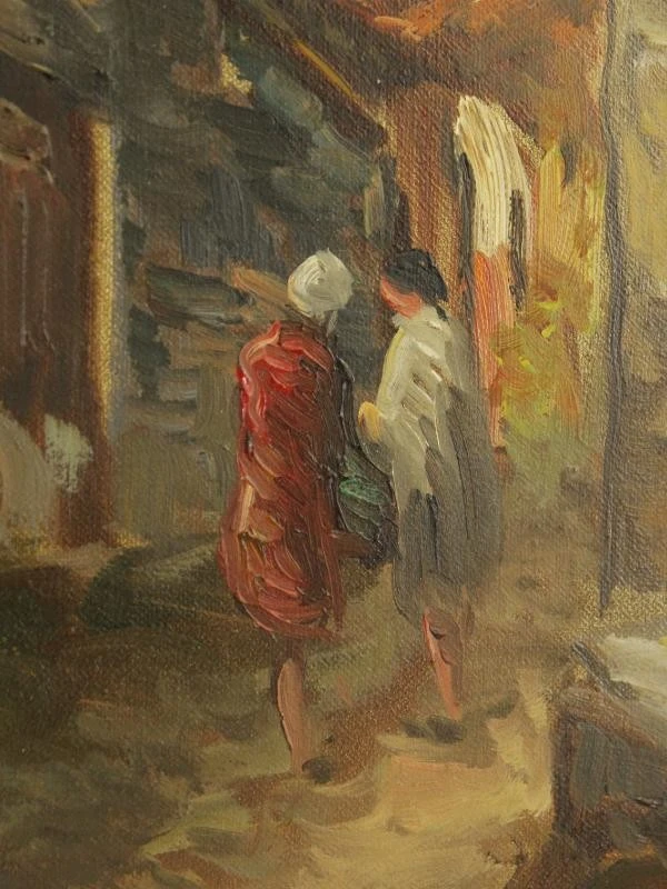 Olieverf op canvas "Italiaans smal dorpsstraatje Luigi Bracchi (1892-1978) - foto 8