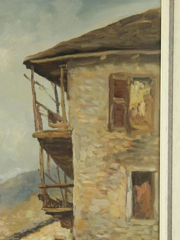 Olieverf op canvas "Italiaans smal dorpsstraatje Luigi Bracchi (1892-1978) - foto 4