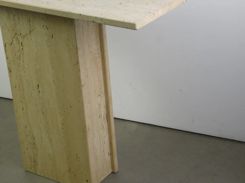 Massieve travertin tafel met stenen voet - foto 2