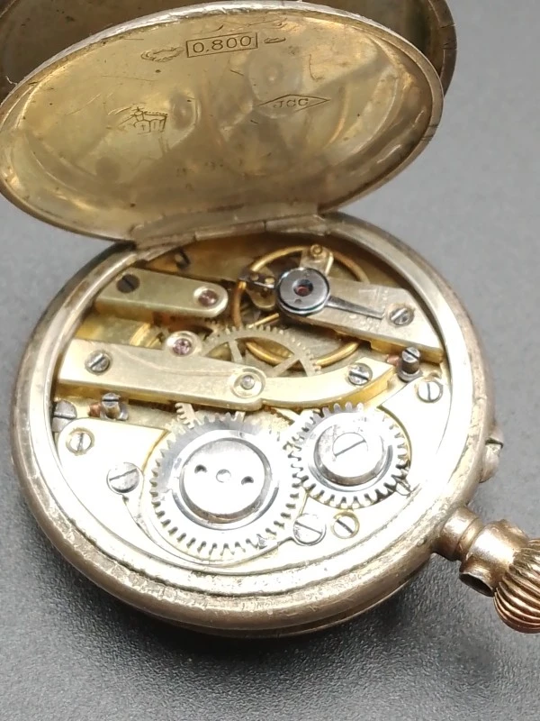 Vintage zakhorloge – Remontoir Cylindre 8 Rubis (800 zilver) - foto 13