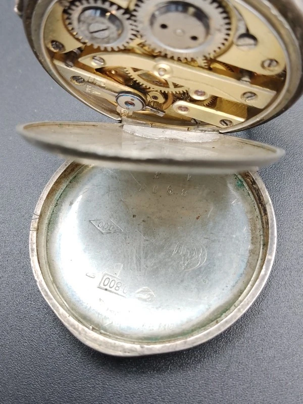 Vintage zakhorloge – Remontoir Cylindre 8 Rubis (800 zilver) - foto 11