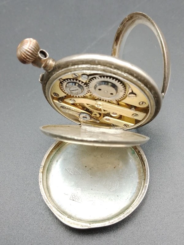 Vintage zakhorloge – Remontoir Cylindre 8 Rubis (800 zilver) - foto 10