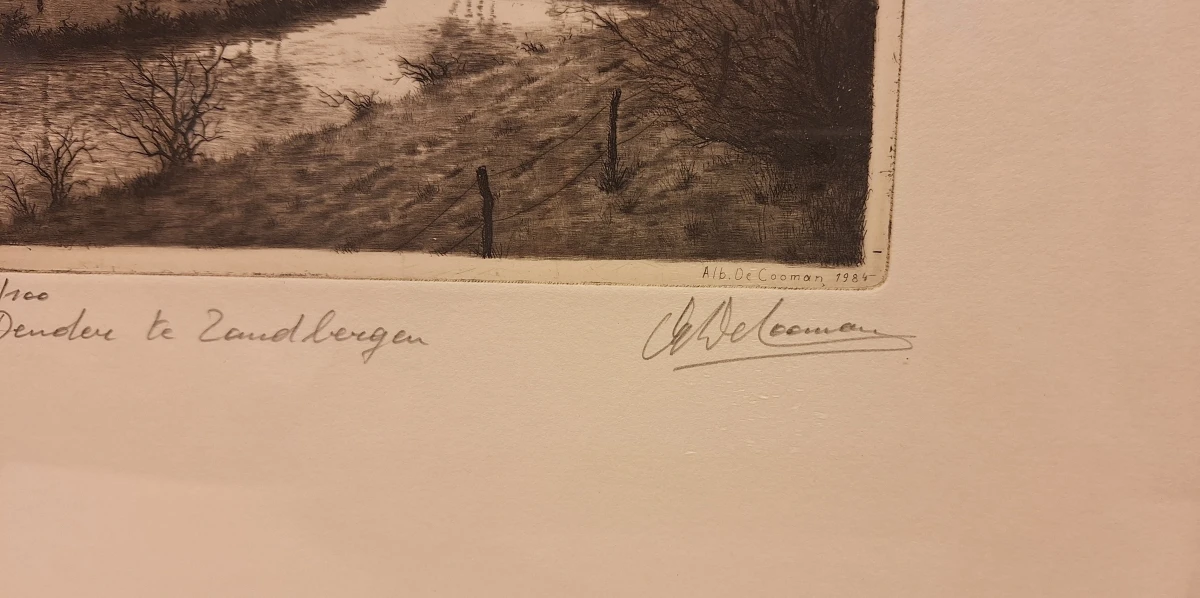Ingelijste ets 'Zender te Zandbergen' van Alb. De Cooman - foto 4