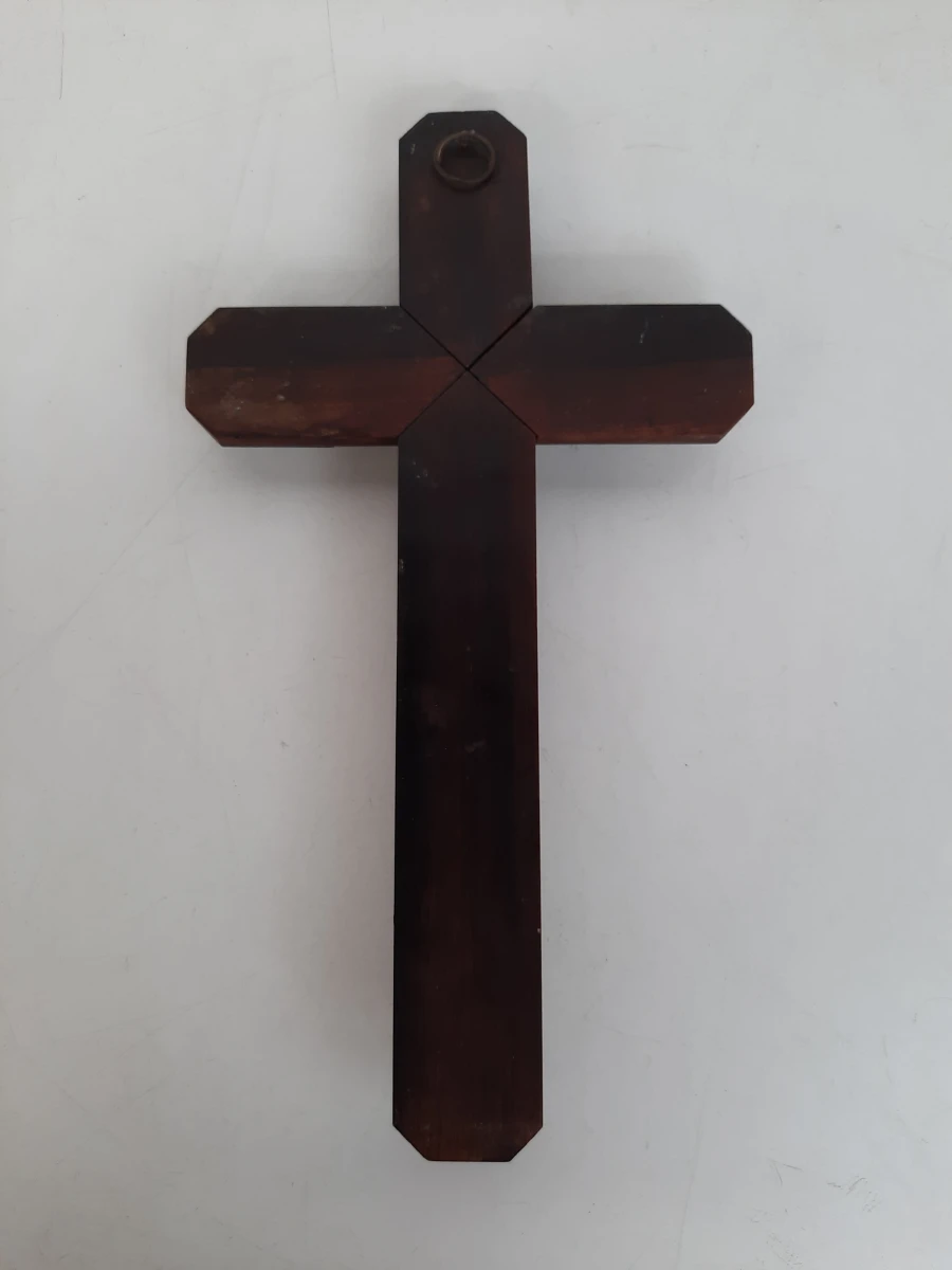 Antiek Art Deco Kruisbeeld – Palissander / Hardhout met Bronzen Corpus – Ca. 1930