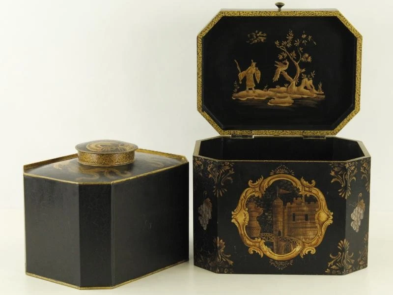 Grote chinoiserie theedoos 'Kyoto noire n°2' Mis en Demeure Paris - foto 10