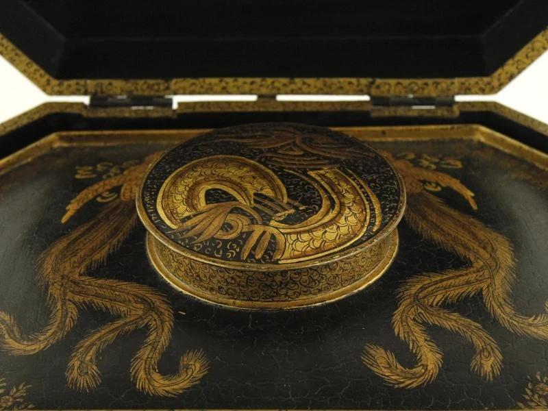 Grote chinoiserie theedoos 'Kyoto noire n°2' Mis en Demeure Paris - foto 8