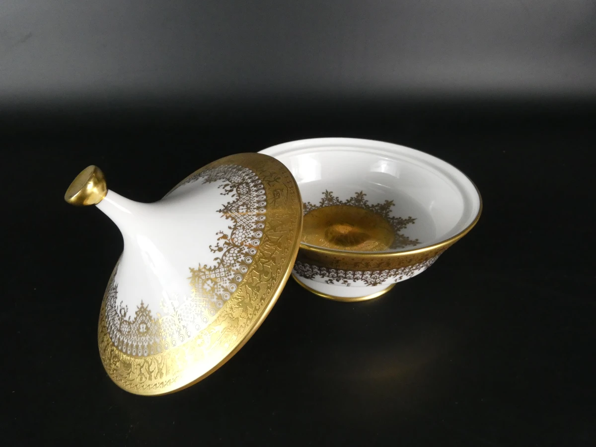 Set van 4 decoratieve porseleinen schaaltjes en doosjes - foto 16