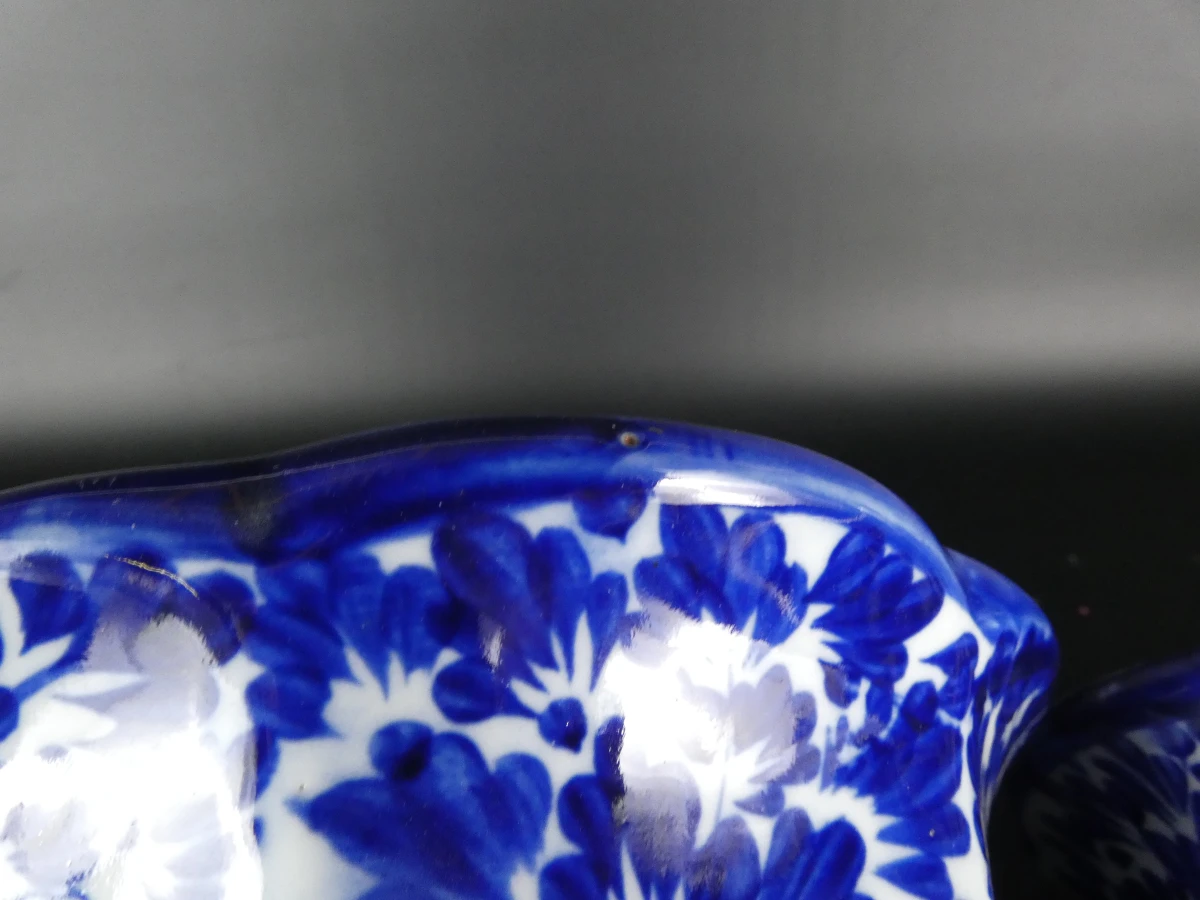 Set van 2 blauwe keramische bloempotten met schotels - foto 11