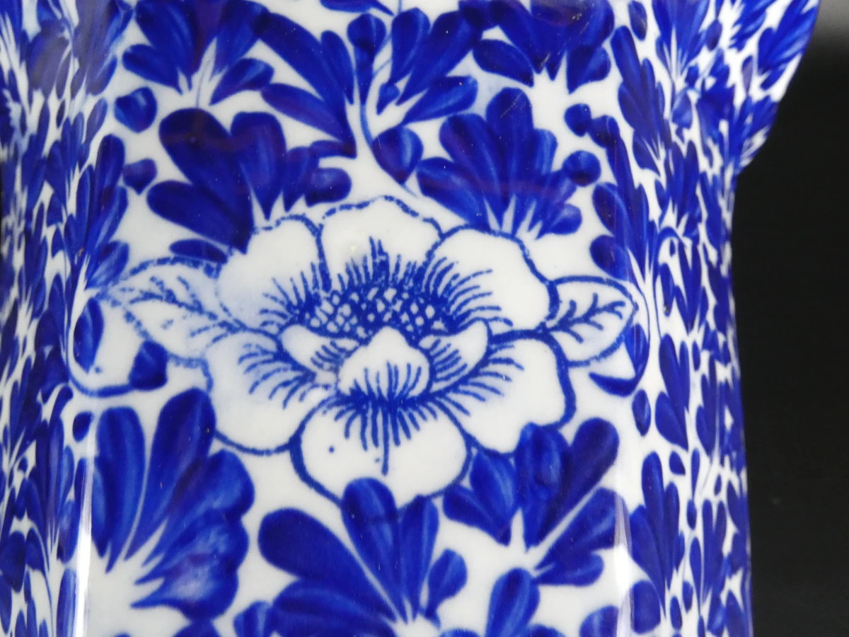 Set van 2 blauwe keramische bloempotten met schotels - foto 12