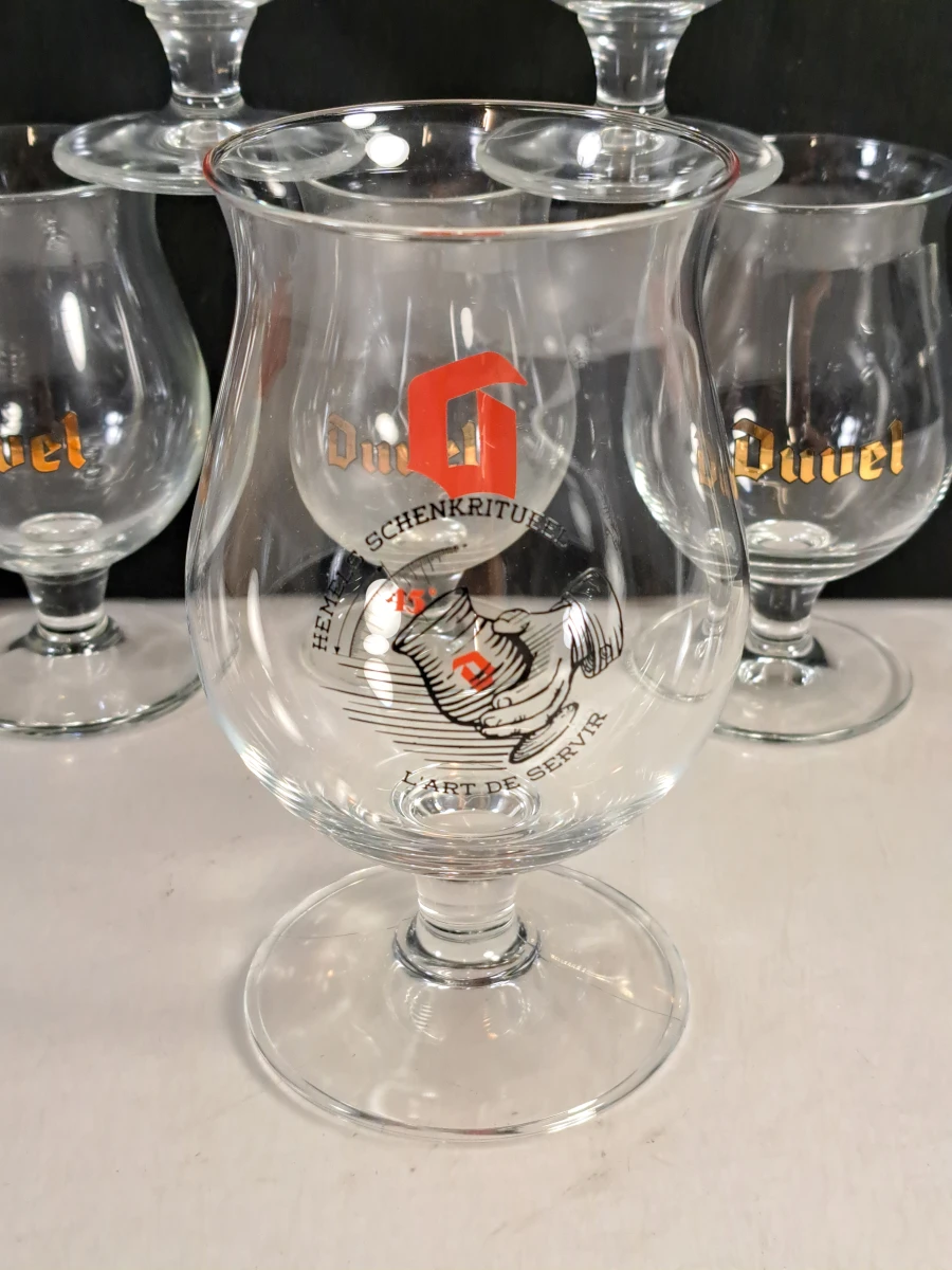 Set van 10 vintage Duvel bierglazen in verschillende formaten - foto 3