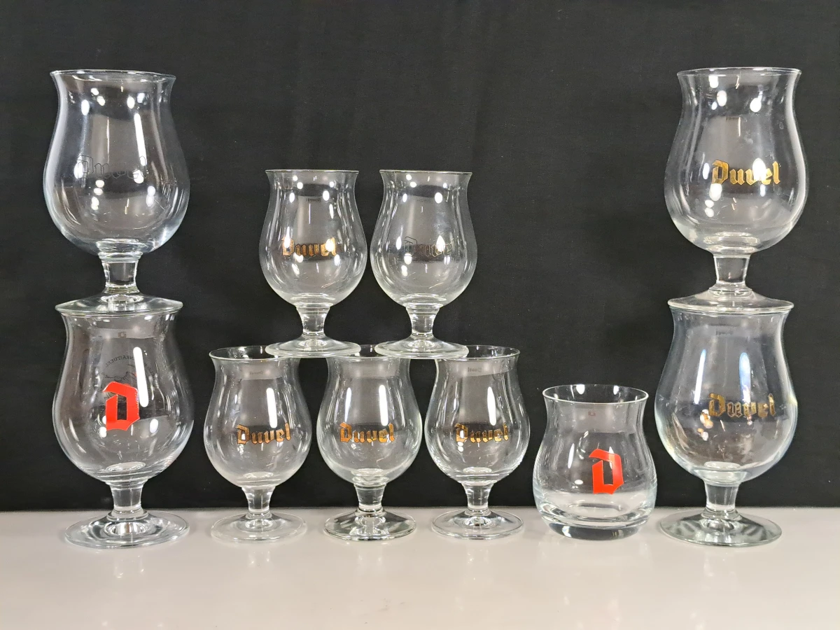 Set van 10 vintage Duvel bierglazen in verschillende formaten - foto 5