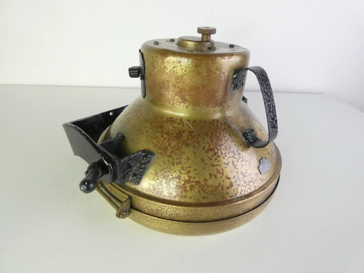 Industriële vintage metalen lampenkap met glas - foto 2