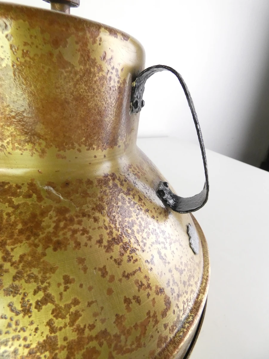 Industriële vintage metalen lampenkap met glas - foto 4