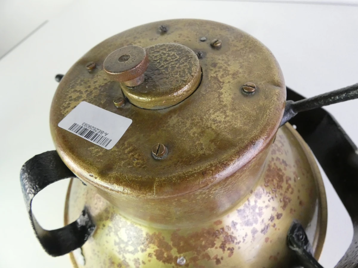 Industriële vintage metalen lampenkap met glas - foto 6