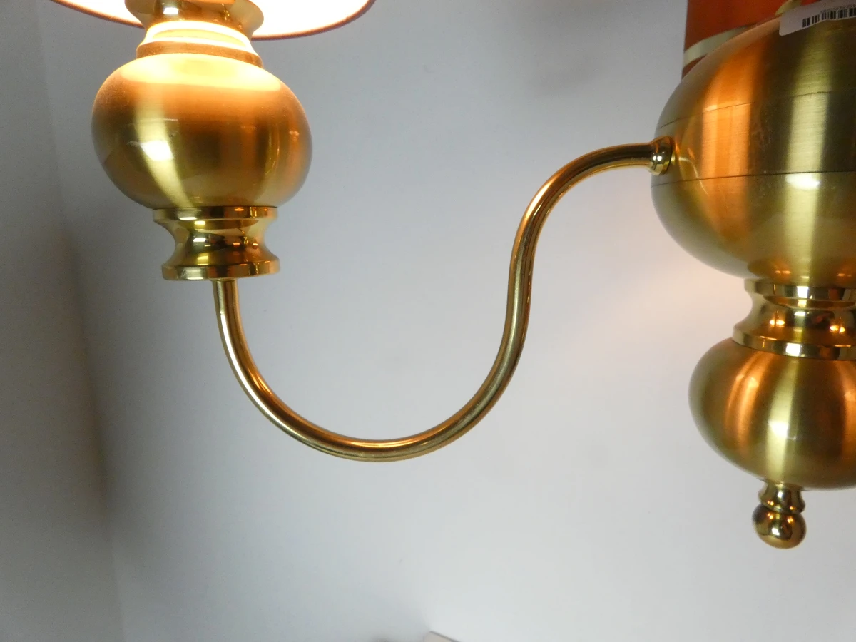 Vintage messing kroonluchter met 3 armen | Hollywood Regency/Glamourstijl - foto 3