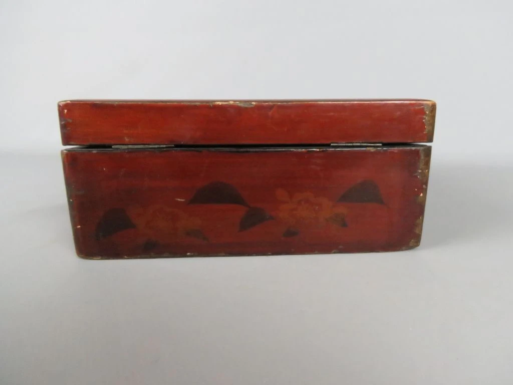 Set van 2 vintage houten sieraden- of opbergdozen met Aziatisch motief - foto 6