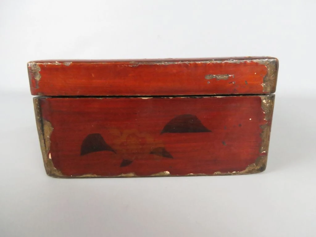 Set van 2 vintage houten sieraden- of opbergdozen met Aziatisch motief - foto 7