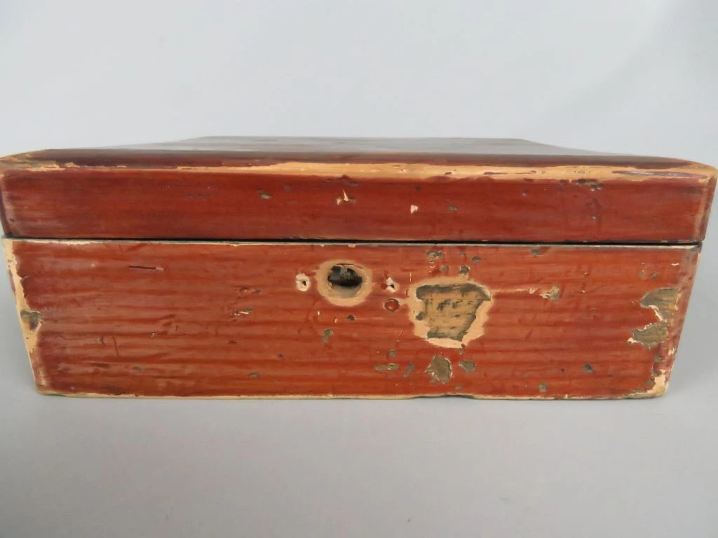 Set van 2 vintage houten sieraden- of opbergdozen met Aziatisch motief - foto 10