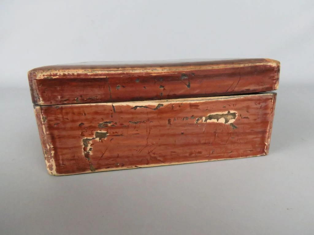 Set van 2 vintage houten sieraden- of opbergdozen met Aziatisch motief - foto 12