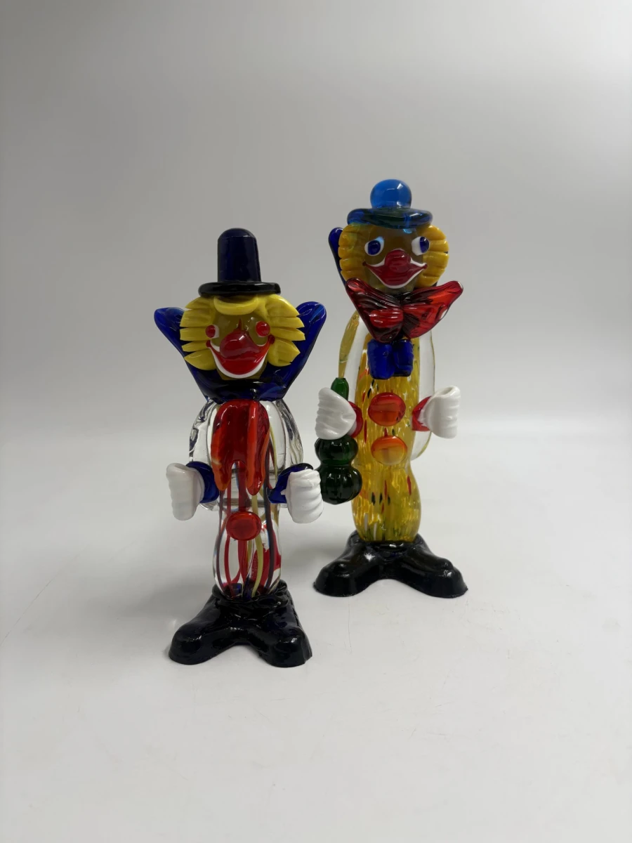 Vintage Murano 2 glazen clown beeldjes - foto 5