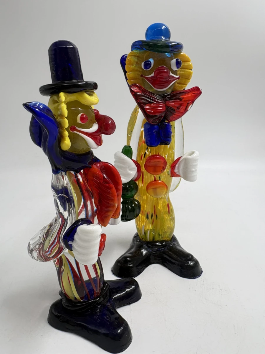 Vintage Murano 2 glazen clown beeldjes - foto 4